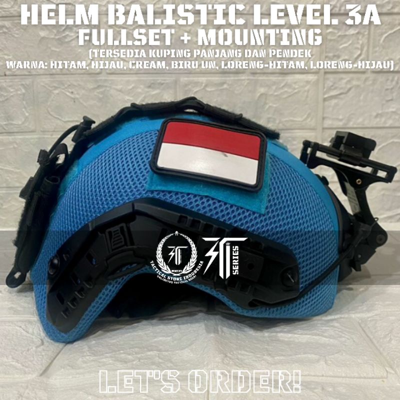 Helm Tactical Balistic Level 3A Fullset + Mounting NVG + Mounting Senter + Senter Swat