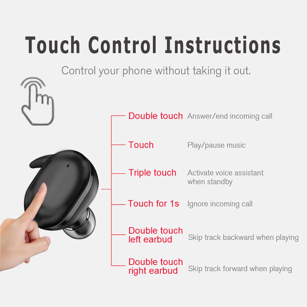 (COD)TWS Headset Bluetooth 5.0 9D Stereo Touch Smart Wireless Earphone With Microphone Power Bank