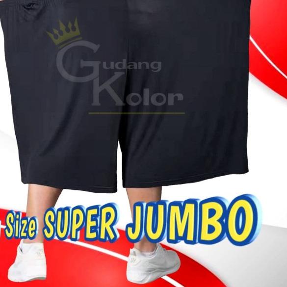 Celana Pendek Pria Big Size Polos Santai Kaos 7/8 Jumbo - Hitam