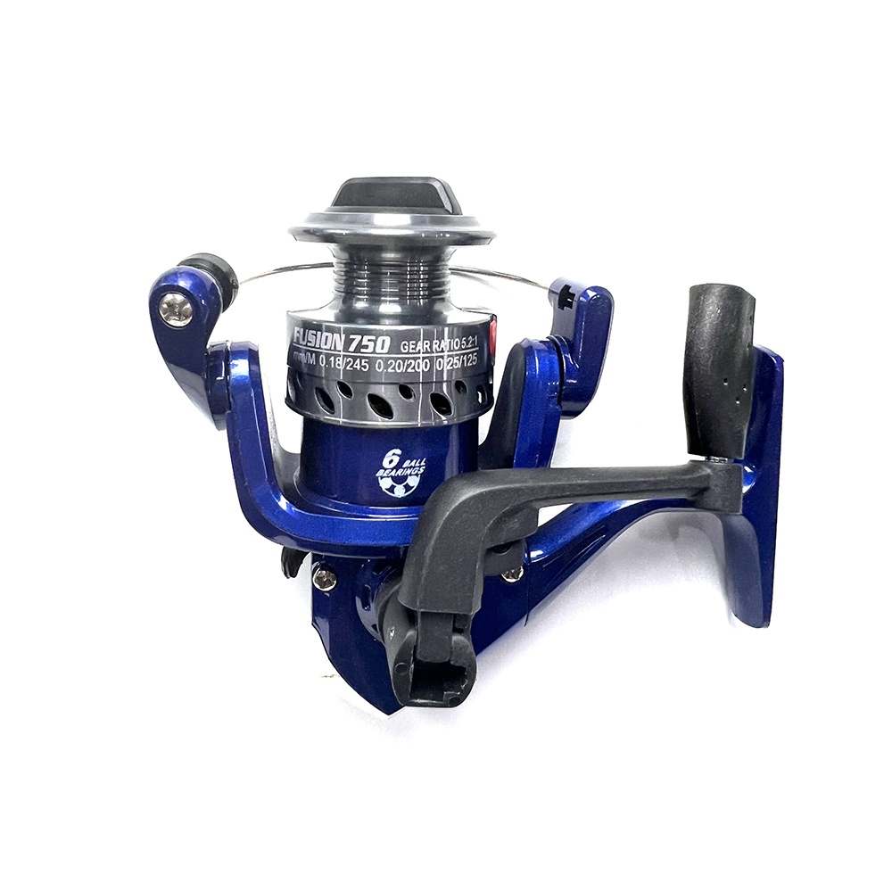 GULUNGAN REEL PANCING METAL SPOOL BESI 750 FUSION WARNA BIRU HIJAU 6BB SPINNING REEL MURAH DRAG 6 KG