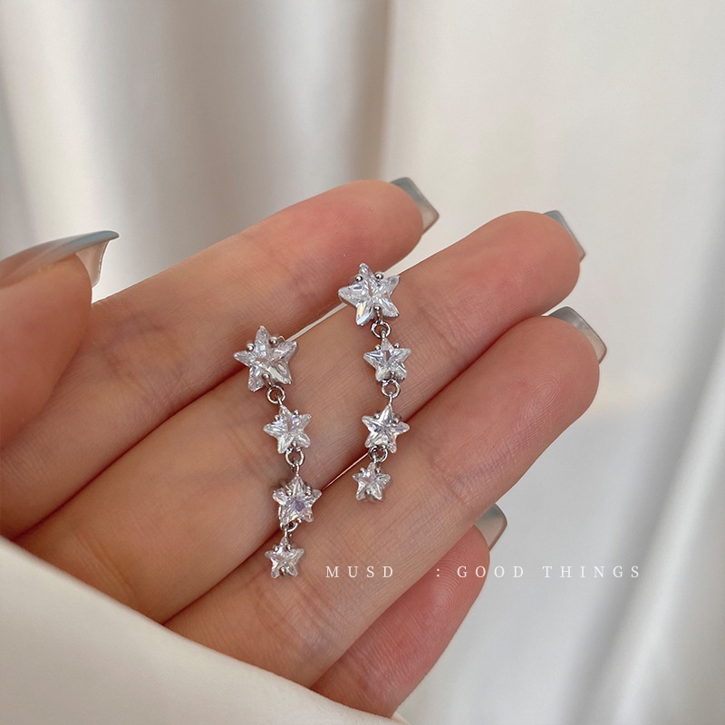 Anting Tusuk Gantung Bahan Alloy Desain Kupukupu Hias Zirconmutiara Imitasi Untuk Wanita