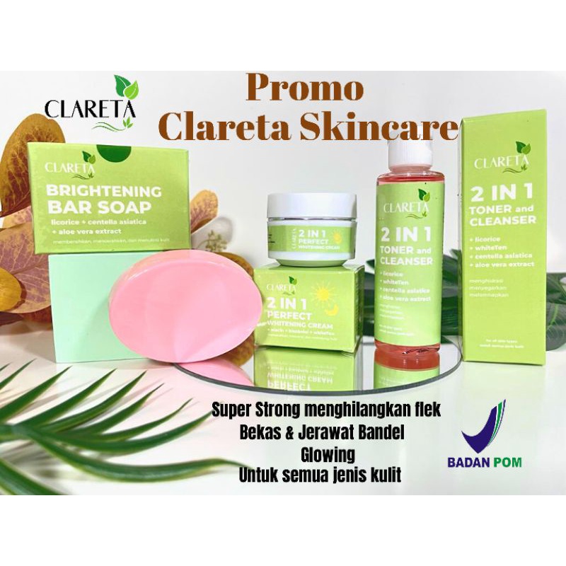 Promo paket CLARETA skincare super strong glowing BPOM