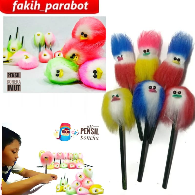 Pensil Pena 2B 100 PCS Unik Lucu Karakter Boneka 100 PCS Pensil Station 1 2B