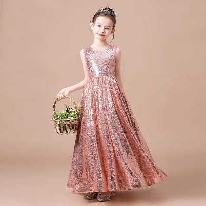 Gaun anak - Gaun Panjang Elegan Pengiring Pengantin Formal Pesta Pernikahan Kontes Gaun Bola Bunga A