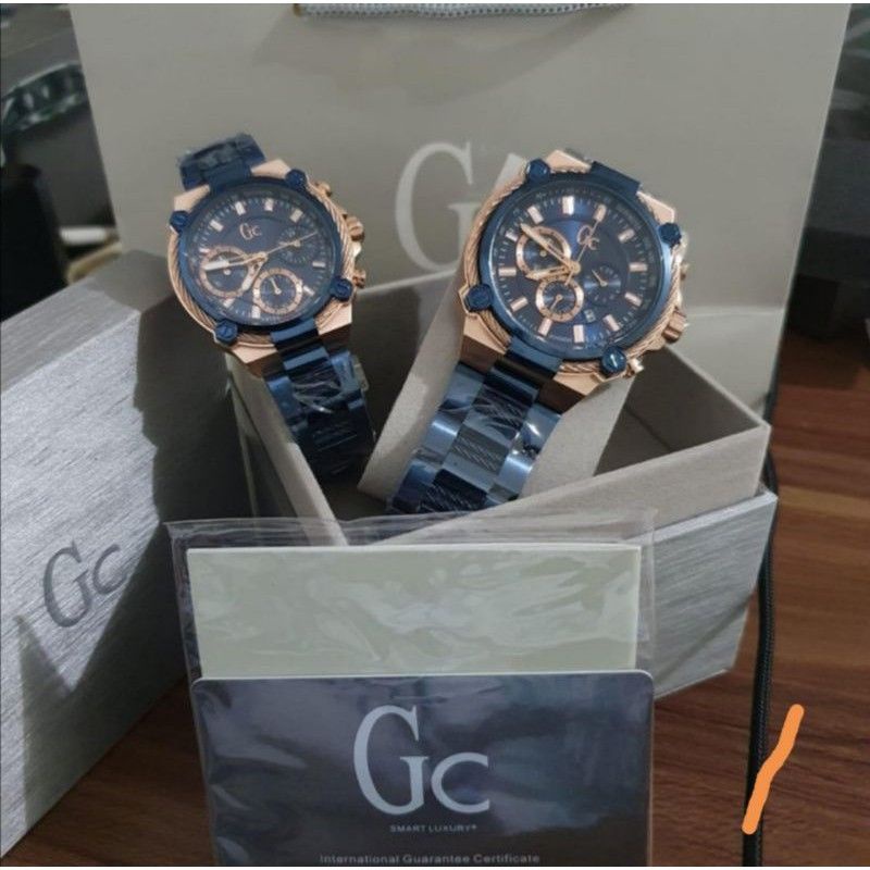 JAM TANGAN GC GUESS COLLECTION BLUE Y25003G201 PRIA/WANITA / COUPLE