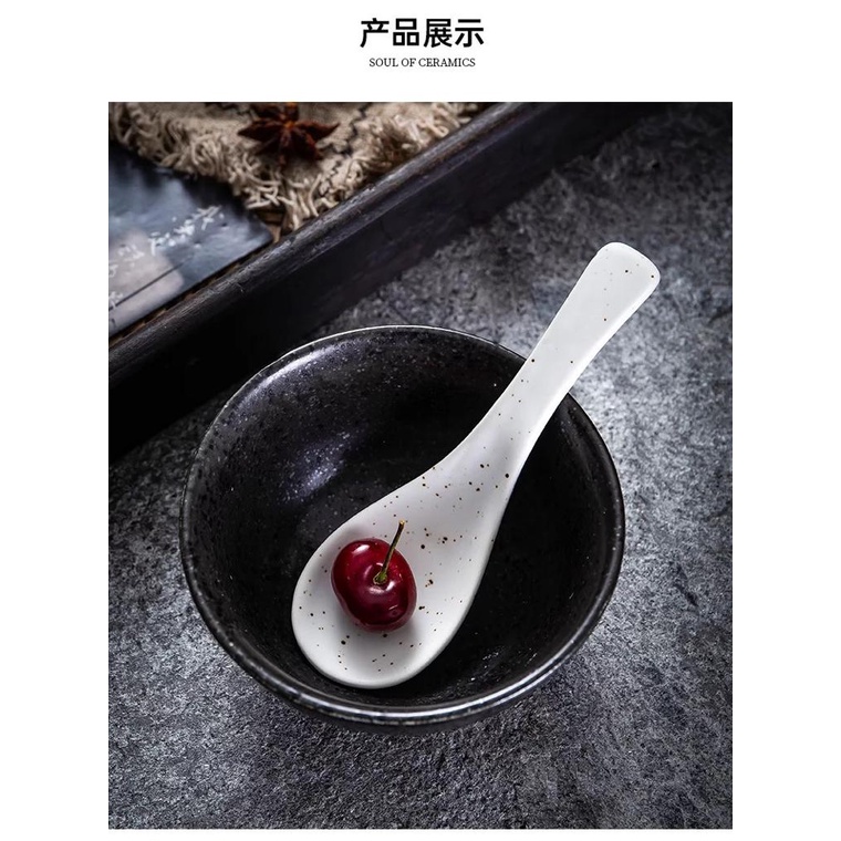 sendok bebek keramik kuah sop ramen bakmi / ceramic spoon rice soup japanese chinese style dessert spoon