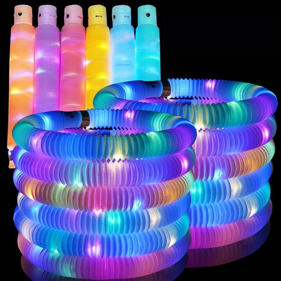 ELITE Mainan LED POP FIDGET TUBES SENSORY TOYS / Light Up Pop Pipes / Pop tubes Lampu LED Ecer (SATUAN)/Mainan Anak Lampu LED Bisa Kreasikan Bentuk Apa Saja