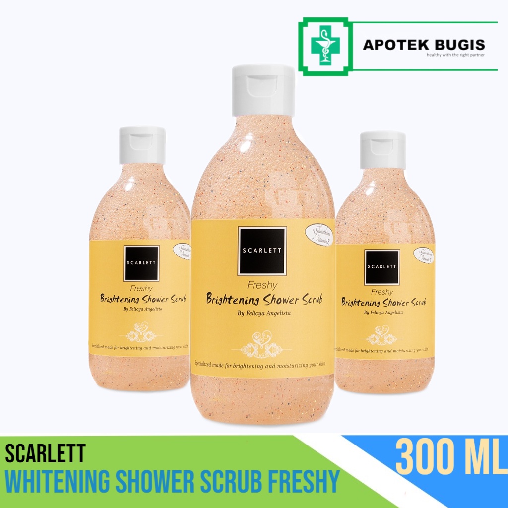 Scarlett Whitening Shower Scrub Freshy Size 300 ml Lulur Mandi Pemutih