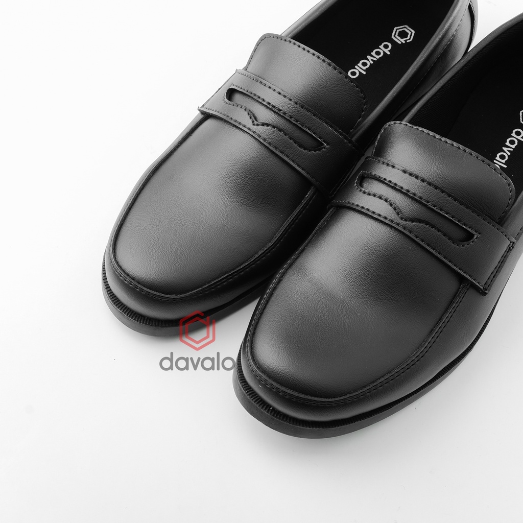 davalo Sepatu Loafers Pria Formal Kerja Kasual Loafer Hitam