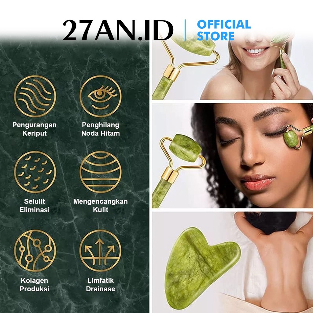 Alat Pijat Wajah Jade Roller Massager E426 Facial Message Batu Roller Giok Stone-1