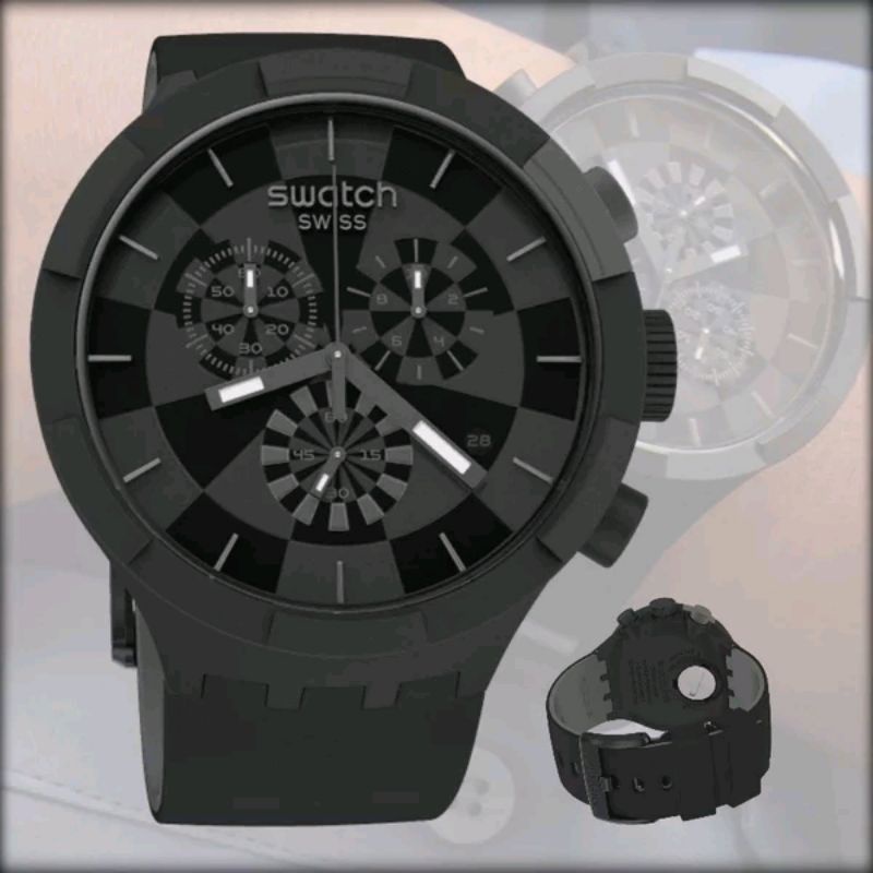 JAM TANGAN SWATCH ORIGINAL SB02B400 CECKPOINT-BLACK SWISS CHRONOGRAPH