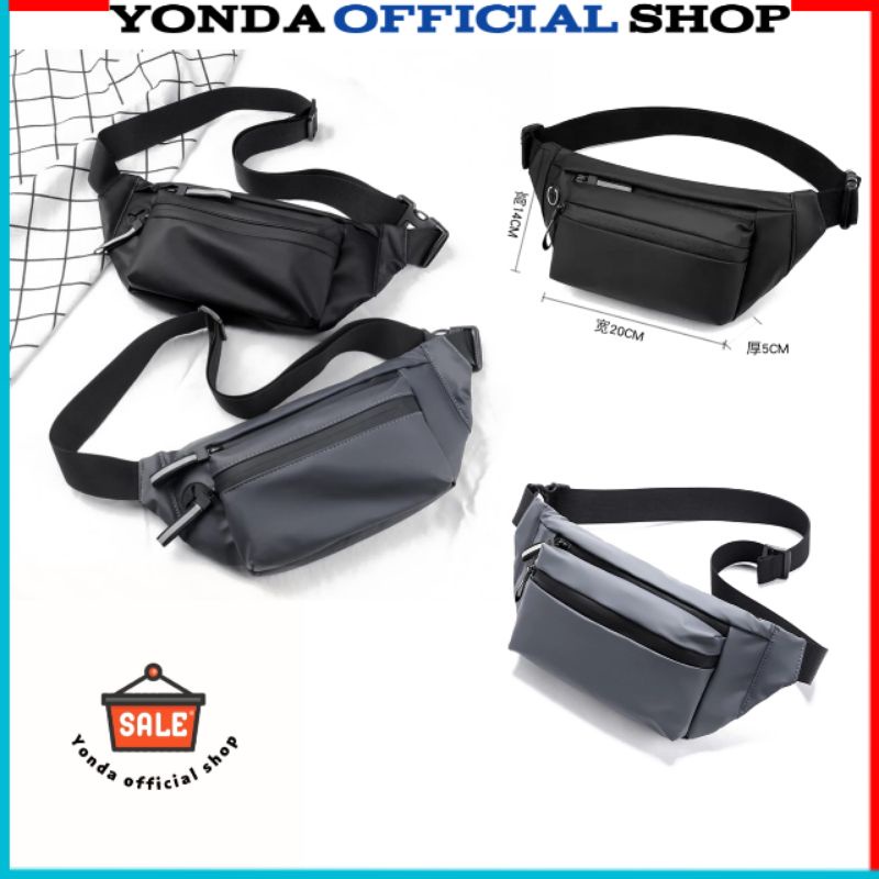 Y1405- Waistbag Tas selempang Pria/Wanita motif polos terbaru