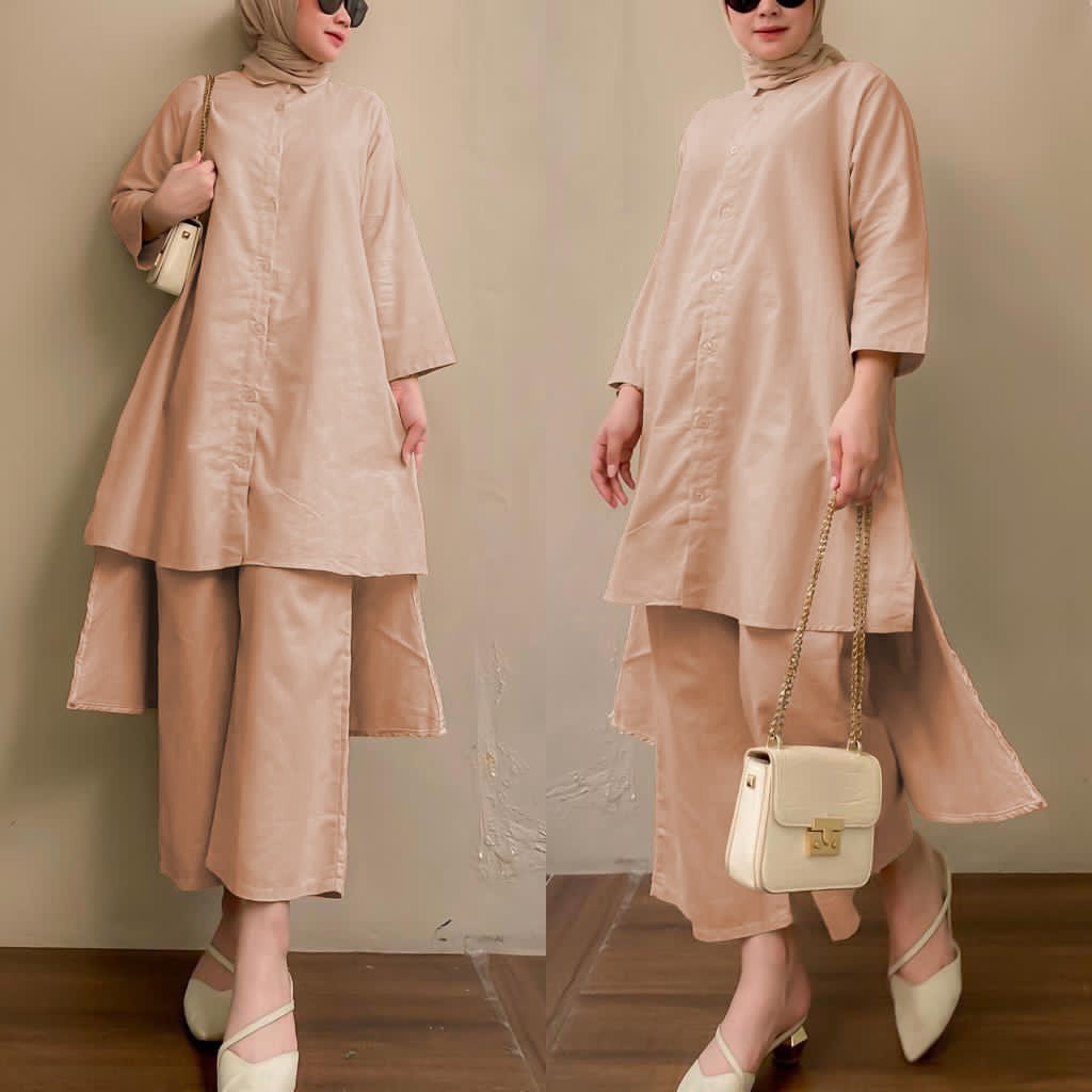Setelan Wanita Dewasa Jolly Set Kemeja Kancing Depan Busui + Celana Kulot Panjang Bahan Toyobo Premium Size M L XL XXL Jumbo / Fashion Muslim Wanita Terbaru