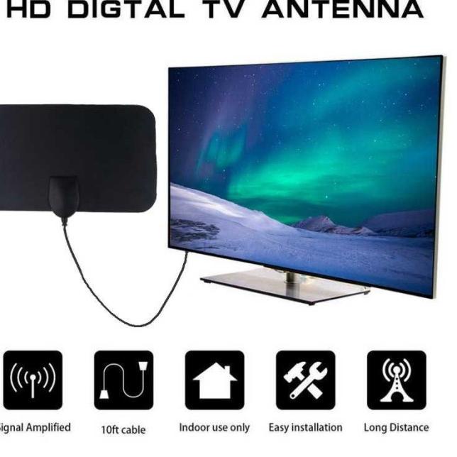 Antena Tv Digital Indoor Led Rumah Portable Antenna Penguat Sinyal Tv