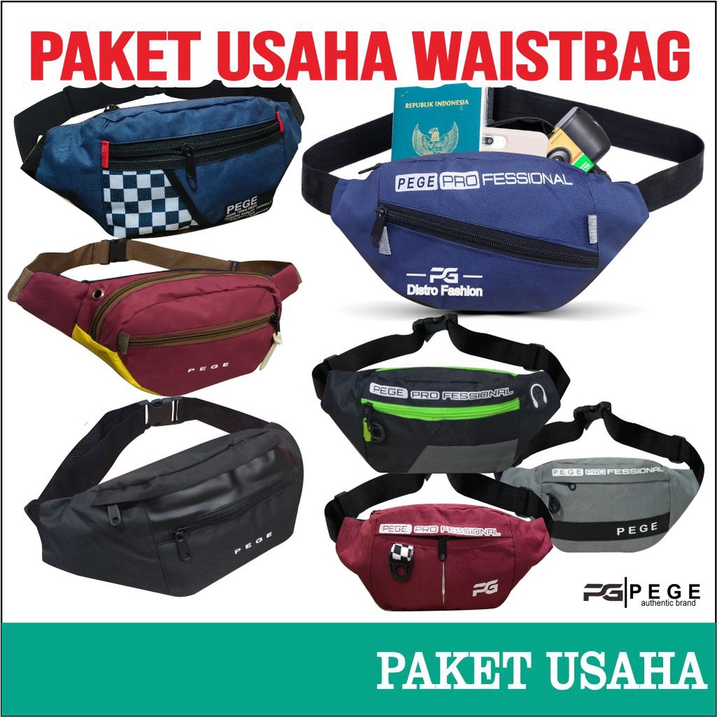 Paket Usaha PEGE Tas Selempang Waistbag Pria Wanita Unisex - PG Paket Usaha 3