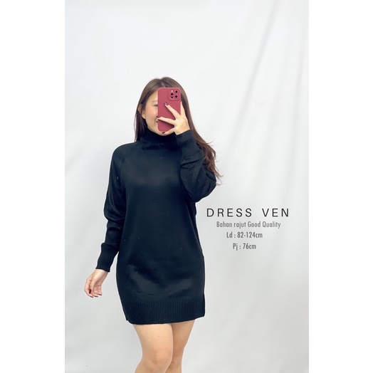 MDLV ~ DRESS VEN RAJUT DRESS RAJUT KOREA DRESS LENGAN PANJANG DRESS MIDI FASHION WANITA