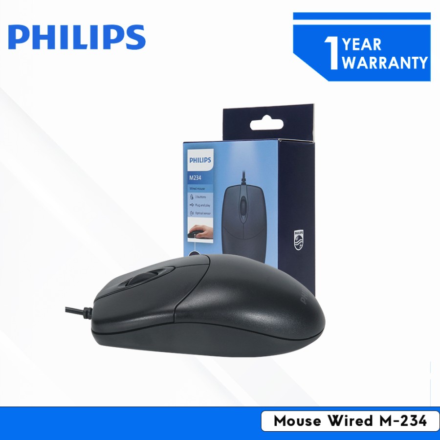 Mouse Philips M-234 Wired USB 1000DPI - Philips Mouse Wired M234