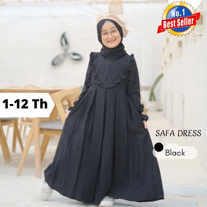 Gamis Anak Perempuan Terbaru Umur 2-10 Tahun Bahan Moscrepe Adem / Gamis Anak Hitam Perempuan / Dres