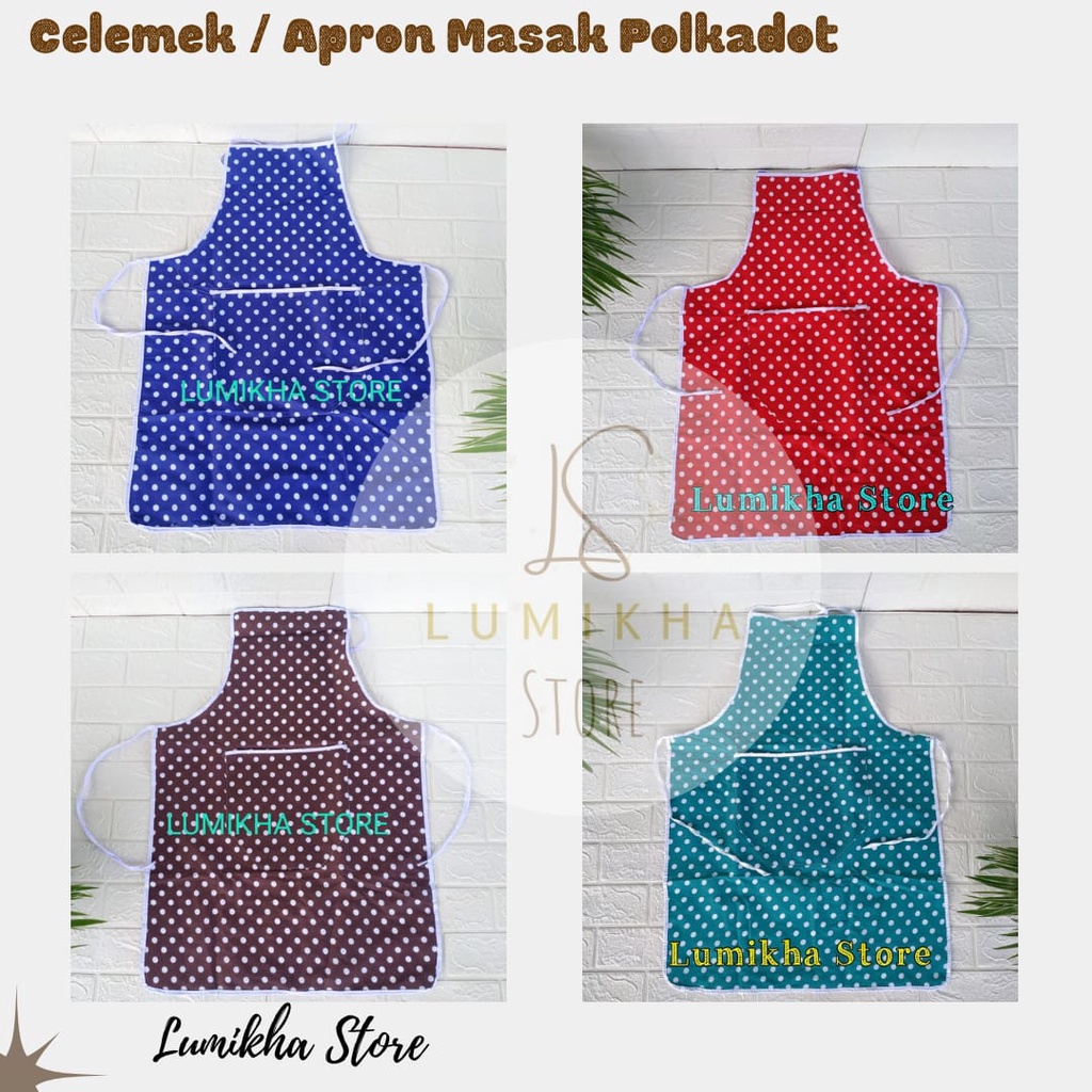 CELEMEK APRON CELMEK CLEMEK MASAK DAPUR KAIN MOTIF KARAKTER POLKADOT MURAH