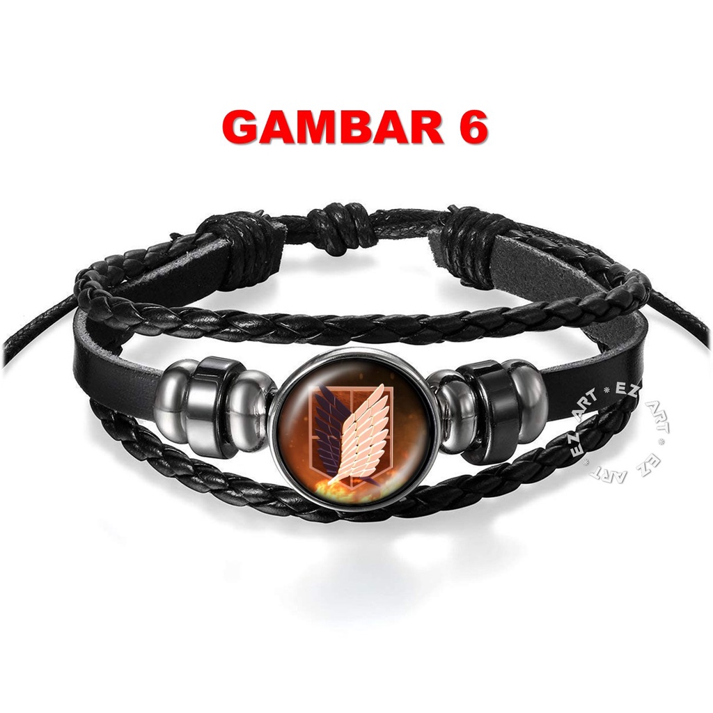 GELANG ANIME ATTACK ON TITAN WINGS OF FREEDOM MANIK KACA CEMBUNG KULIT KEPANG MULTILAYER