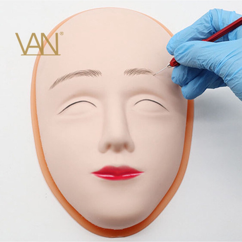 Manekin Kepala Bahan Silikon 5D Untuk Latihan Tato Alis Bibir Eyeliner Wajah (BELUM TERMASUK TATAKAN BASE)