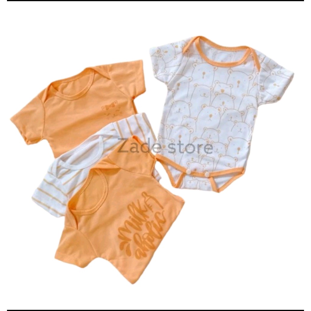 SET JUMPER 4 IN 1 jumper bayi lengan pendek jumpsuit newborn 0-6 bulan romper 4in1