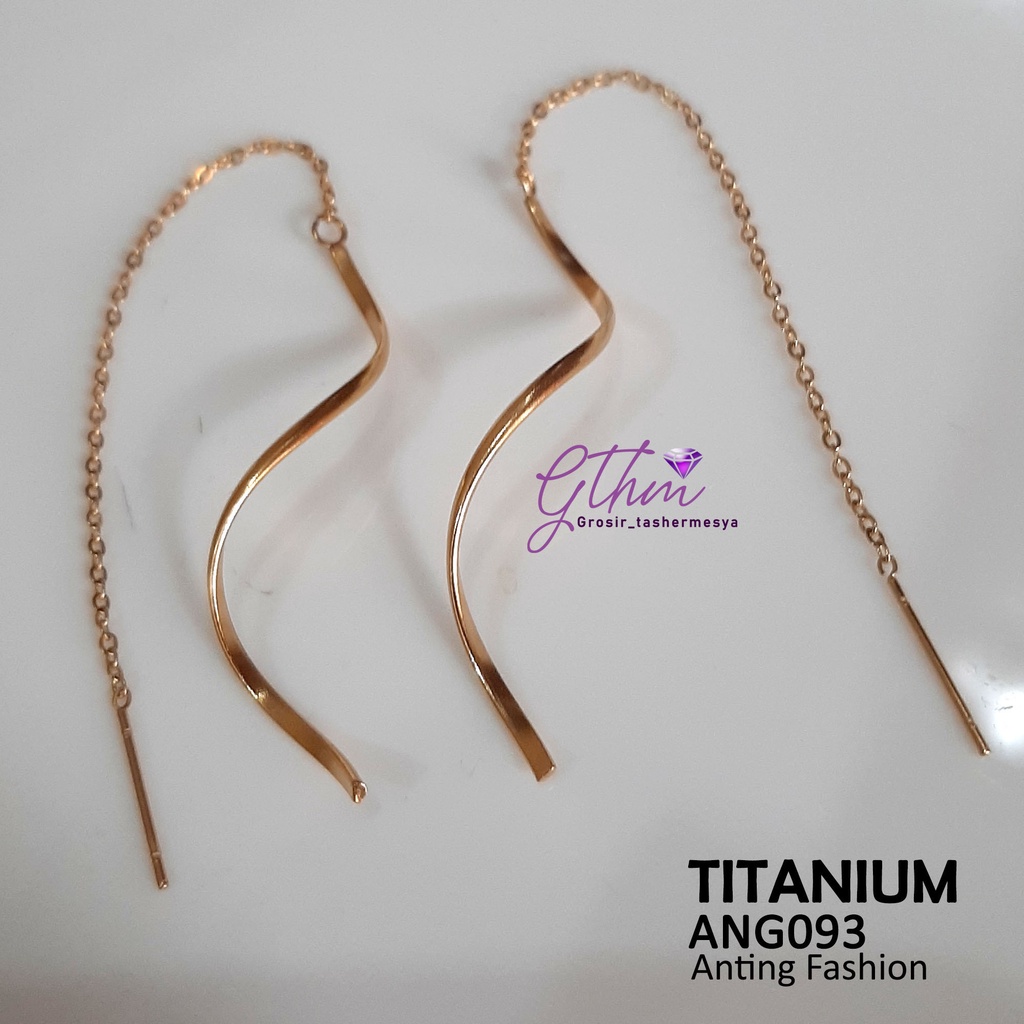 Anting Titanium Spiral Jurai Panjang Anti Karat Perhiasan fashion Import Premium Ang093