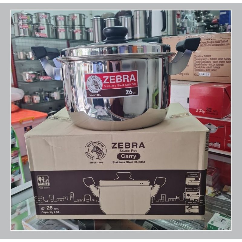 160377 Sauce Pot 26cm Carry, SUS 304, Zebra Thailand, Panci 26cm Zebra