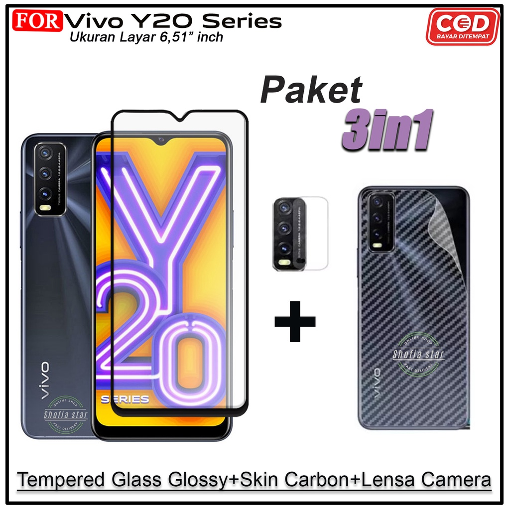 PAKET 3IN1 Tempered Glass AG Matte Vivo Y20 Y20s Y20i Y12s Y20s G Y20g Y12i Y12 Anti Glare Full Layar