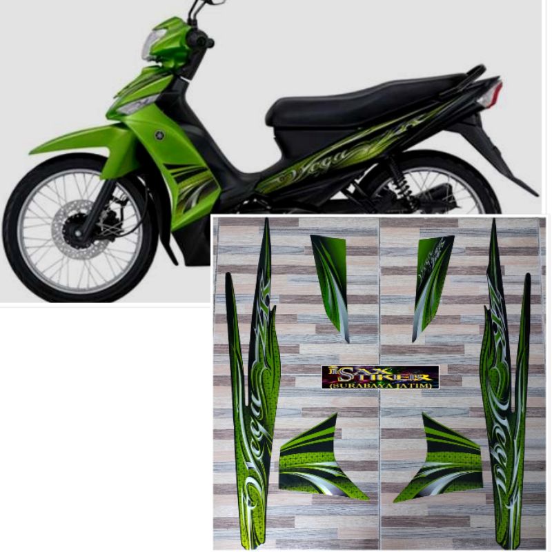 striping original Yamaha Vega ZR hitam hijau tahun 2011 2012
