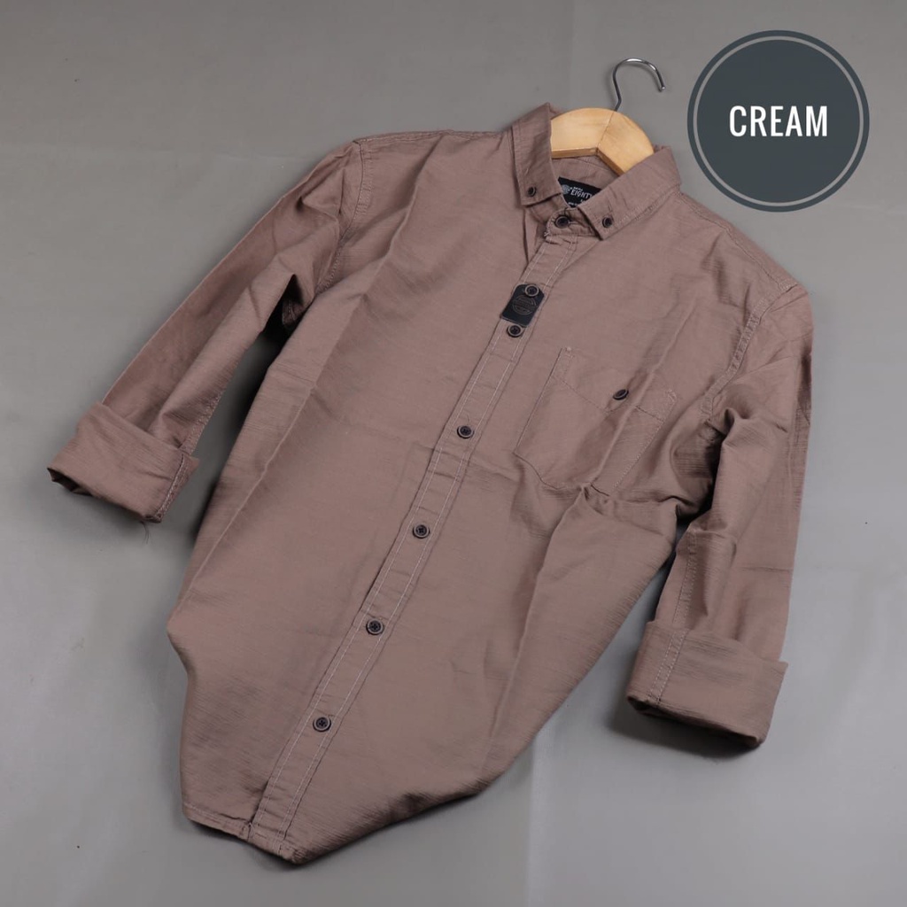 (Polos Cream) Kemeja Flanell Lengan Panjang Model Slimfit Pola Unisex Pria Wanita Model UNIQLO M231
