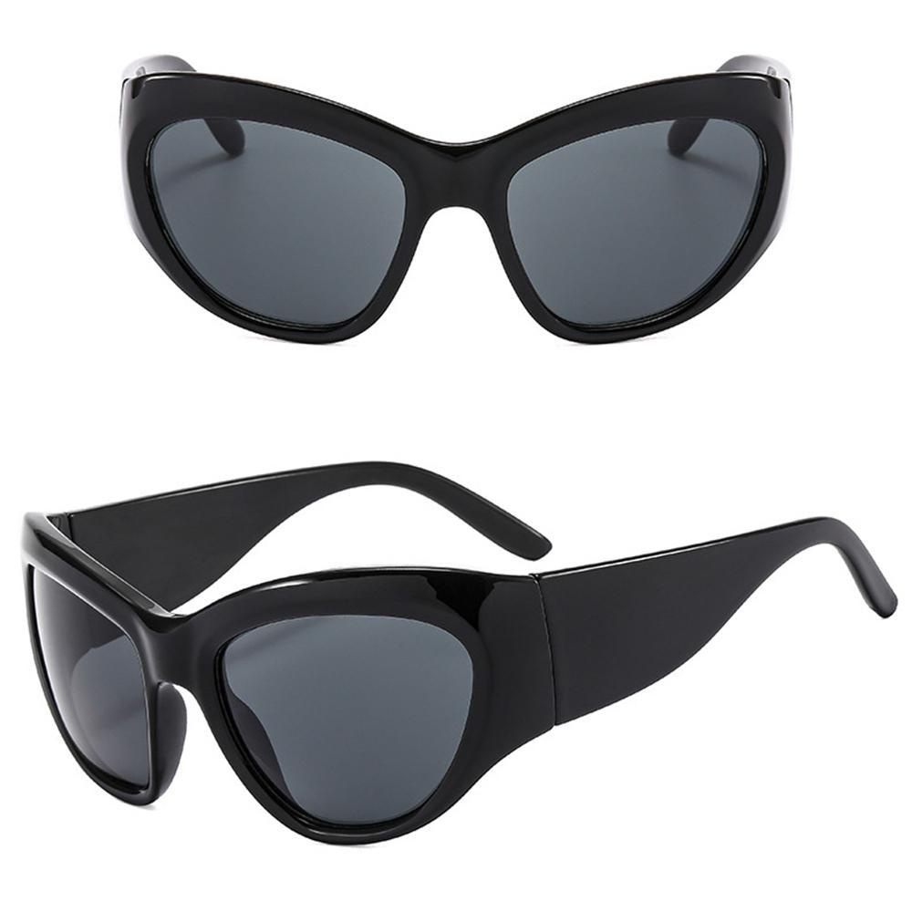 Lily Overised Y2k Kacamata Hitam Punk Sport Eyeglasses Black Sun Glasses