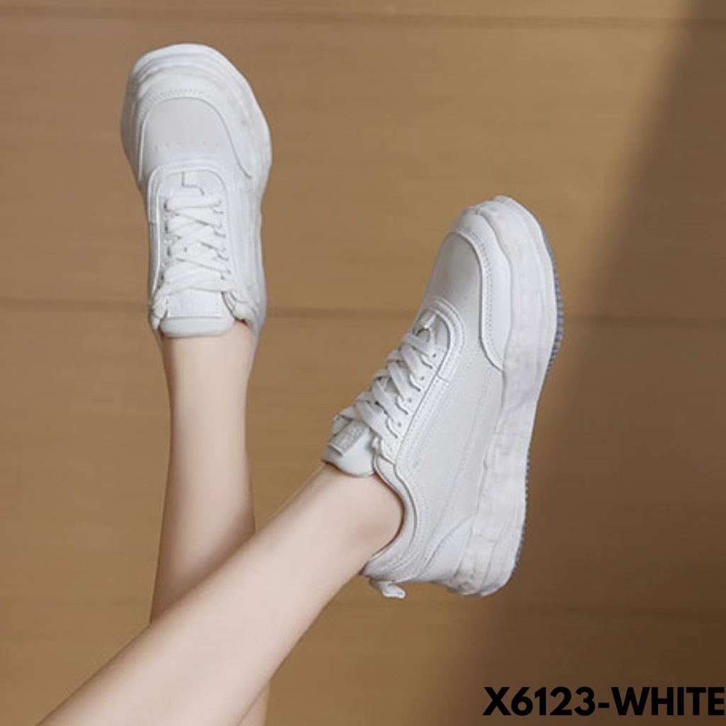 SEPATU SNEAKERS WANITA BERTALI MINIMALIS SIMPLE TRENDING CANTIK KEREN BAHAN KAIN COMBI PU IMPORT 6123