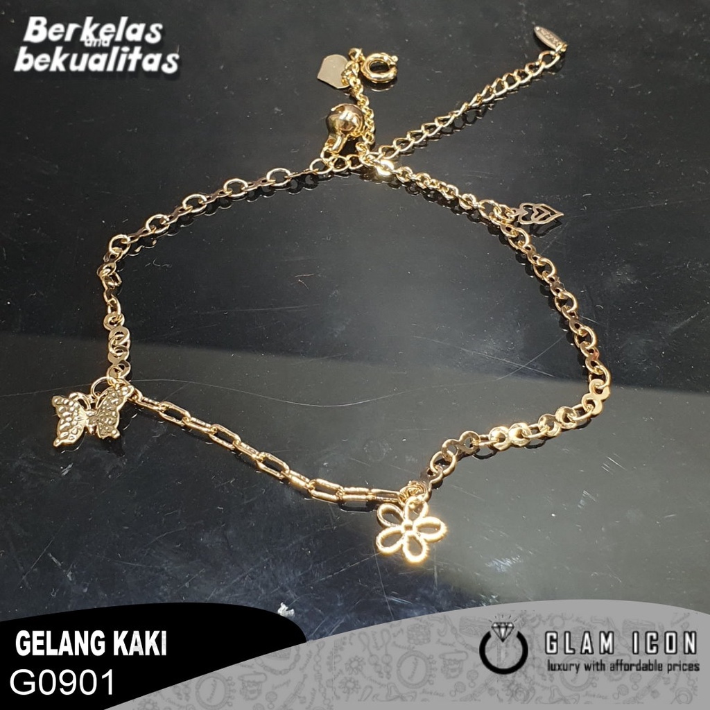 GLAMICON JEWELRY-Gelang Kaki Dewasa Kupu2 Bunga  G0901 GKG