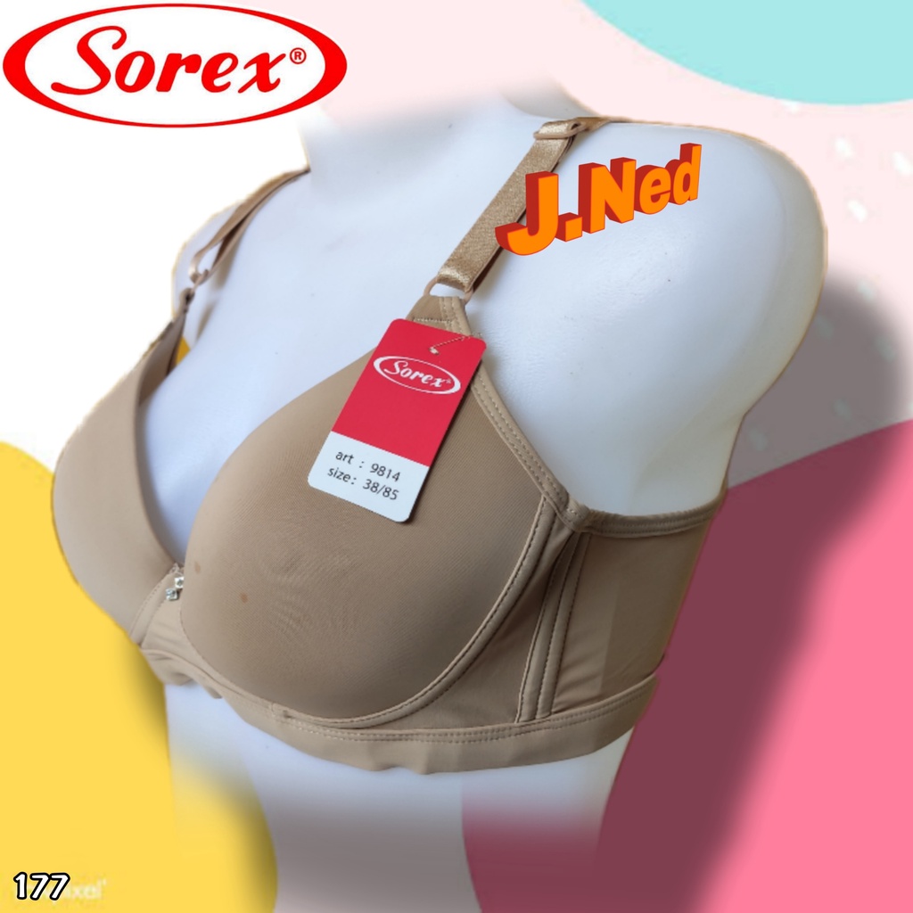 J177 Sorex Silky Soft Bra Busa Tanpa Kawat Cup B Tiga Pengait Size 36 - 42