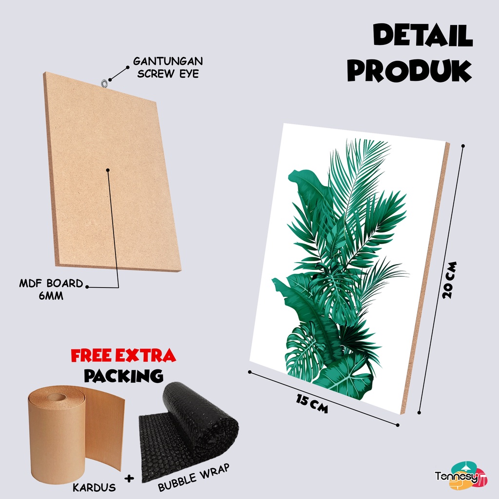 HIASAN DINDING WALL DECOR 15x20CM PAJANGAN POSTER DEKORASI KAMAR RUMAH DAUN BESAR LEAF GREEN