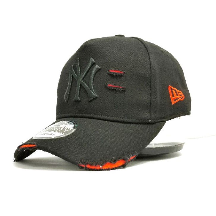 Topi Baseball NY Ripped/Robek UNISEX - 100% Grad ORI - Hat Damage - IMPORT QUALITY