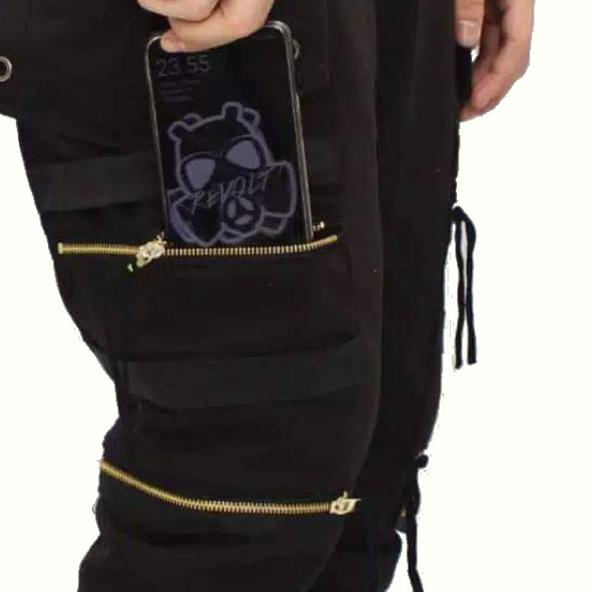 Celana Jogger Zipper Pria Jogger Panjang Resleting - Hitam, S