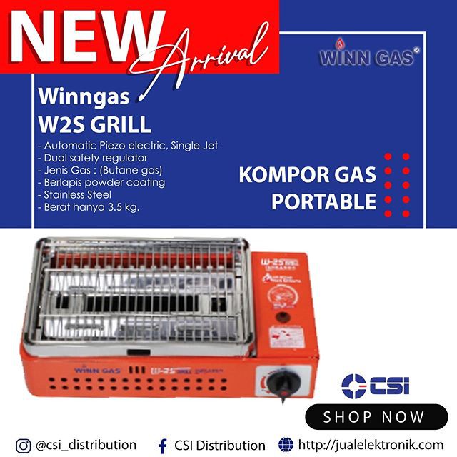 Winn Gas W2WSGRILL – Kompor Gas Grill Portable Dual Gas Double Safety-Original-New Arrival-Kompor Ga