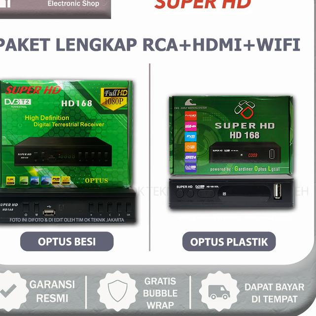 Set Top Box DVB-T2 Super HD 168 By Optus Terbaru - PLASTIK, RCA