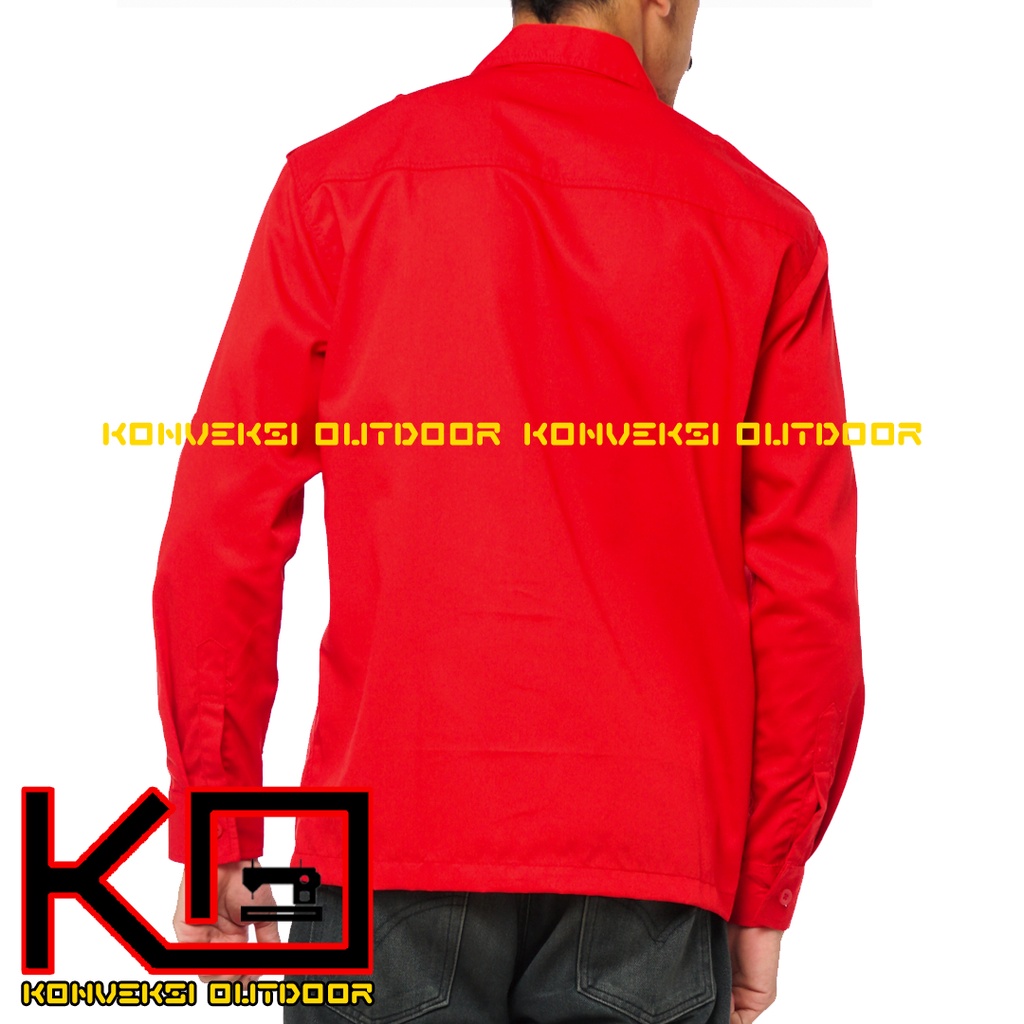 BAJU KEMEJA PDL OUTDOOR INDOOR LENGAN PANJANG - Seragam Kerja Kantor Group Kemeja Lapangan Outdoor Gunung Taktikal Comunitas Kemeja Dinas PDH PNS - Warna Merah Konveksi Outdoor