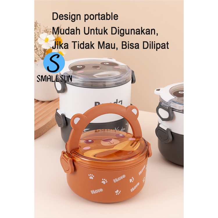 Kotak Bekal Set 2 Tingkat BPA Free Motif Animal Bisa Menggunakan Microwave smallsun