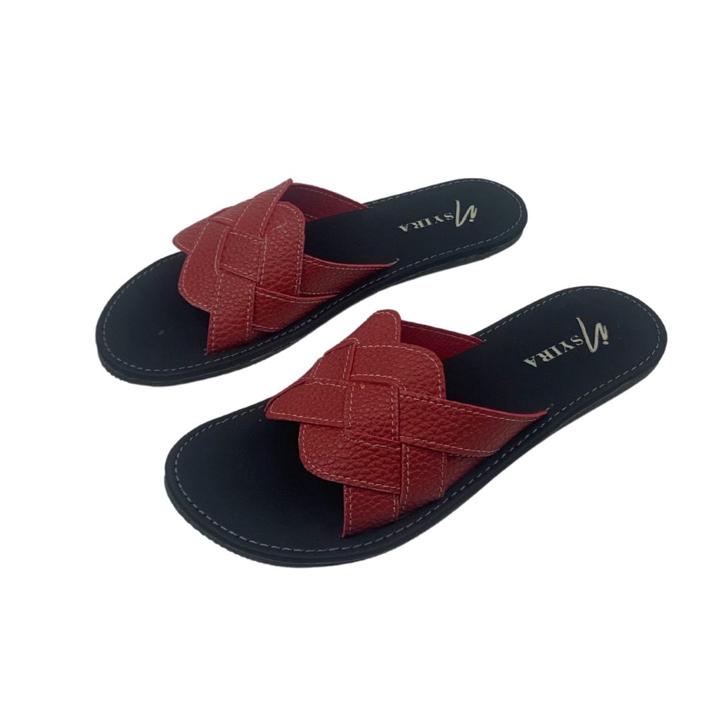 Insyira - Sandal Wanita Sharlina / Sandal Papirut Wanita Non Slip Alas Hitam / Sandal Wanita Slop Ketupat