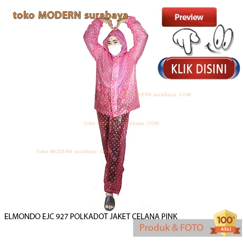 Jas Hujan dewasa jaket celana polkadot PVC murah ELMONDO EJC 927