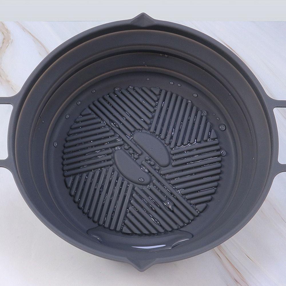 Solighter Bulat Silikon Panci Grill Pot Tray Masak Pizza Plate AirFryer Aksesoris Baking Basket