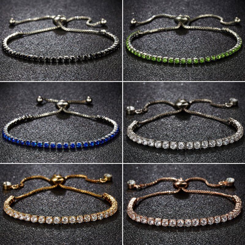 Gelang Rantai Lapis Silver Dengan Kristal Untuk Wanita