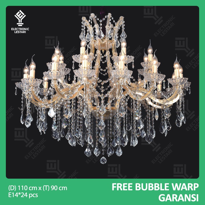 Lampu Gantung Kristal Minimalis Ruang Tamu Makan Besar Lilin Void Tangga Elegan 0620