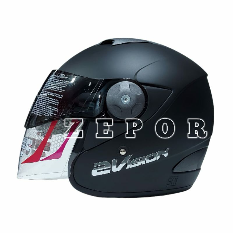 Helm KYT 2 VISION Solid Hitam Doff Original SNI DOT Half Face
