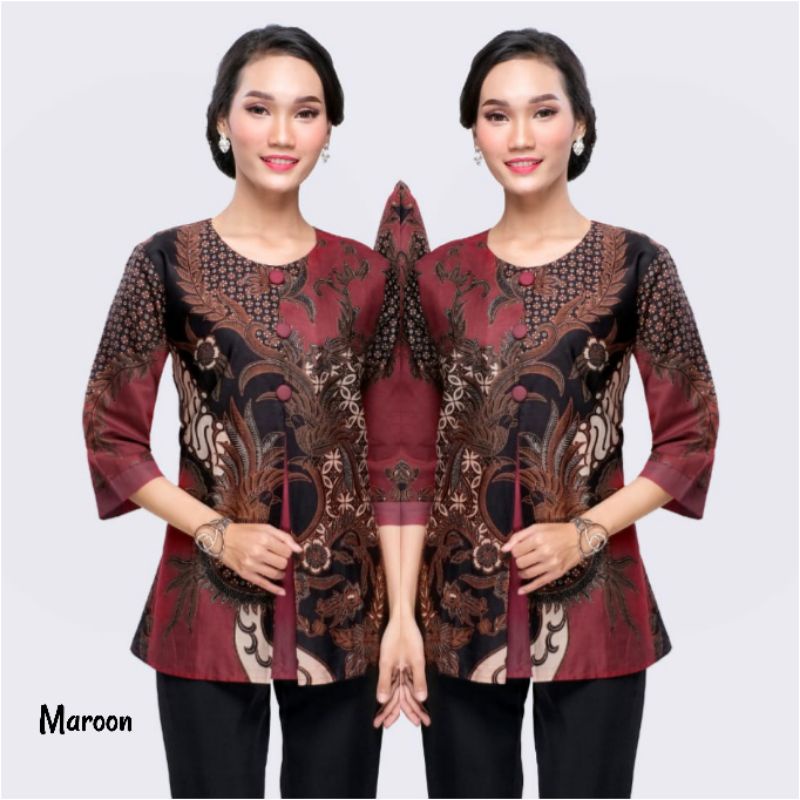 Blouse Batik Wanita Modern Jumbo XXL XXXL Atasan Batik Wanita Big Size 4L-5L Seragam Kerja MSYA