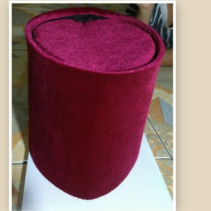 Peci Kopiah Turki bludru marun tinggi 15 cm - 9